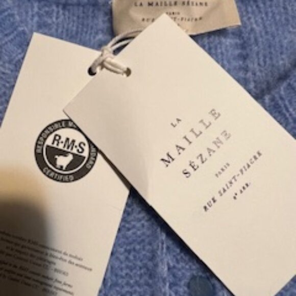 NWT Sezane Blue Gilet Amance Cardigan Sweater Size Medium - Picture 5 of 10